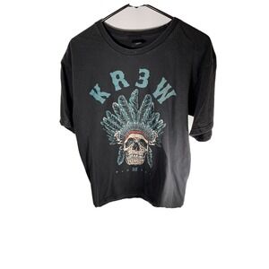 Old School KR3W T-Shirt‎ Skeleton Feathered Head Dress